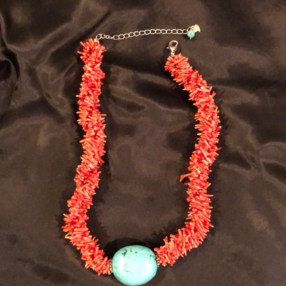 Turquoise & coral necklace - Picture 1 of 5